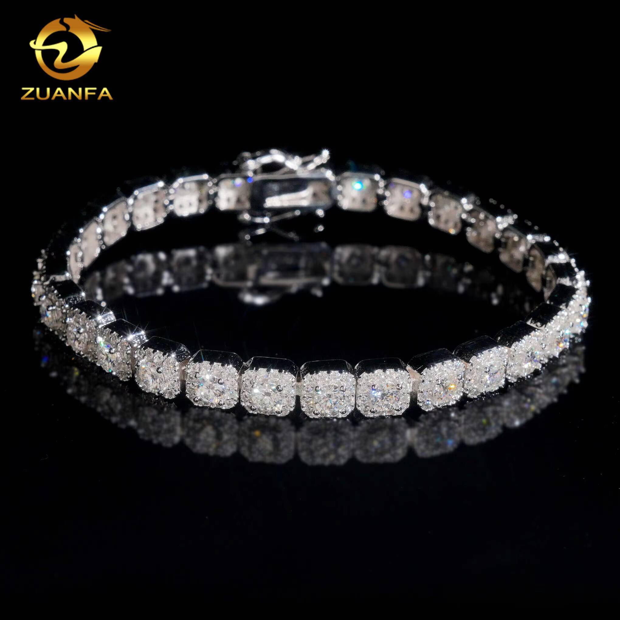 Custom Sparkling Cluster Bracelets 18k Gold Plated Silver VVS Gra Certified Moissanite Lab Diamonds Iced Out Men Bracelet