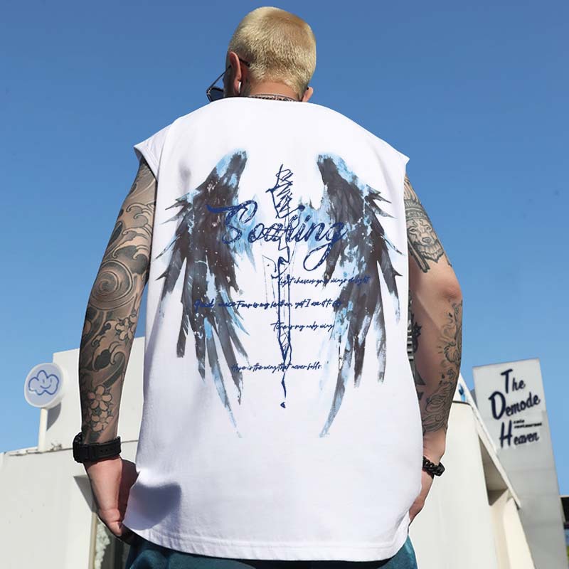 Summer Men's American Style Tank Tops | Loose Edgy Cotton Athletic Streetwear INS Plus Size Printed Couple Sleeveless Tees