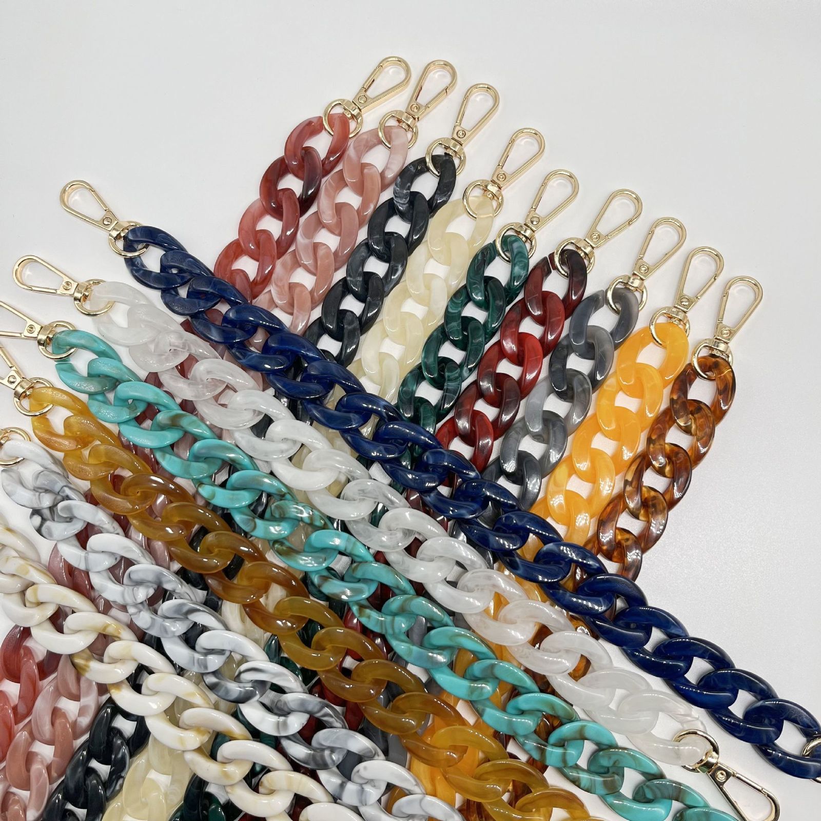 Trendy Resin Acrylic Plastic Pvc Bag Strap Chain Handbag Replacement With Snap Hooks Diy Purse Handle Accessories Bag Parts 241115