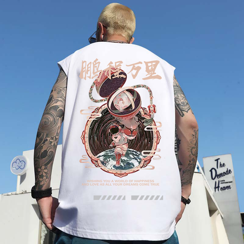 2026 Summer Men's Trendy Edgy Statement Tank Tops | Motorcycle Printed Loose Plus Size Sleeveless Tees
