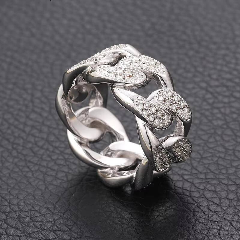 Hip Hop Ring 925 Silver Moissanite Diamond Mens Ring Iced Out Ring