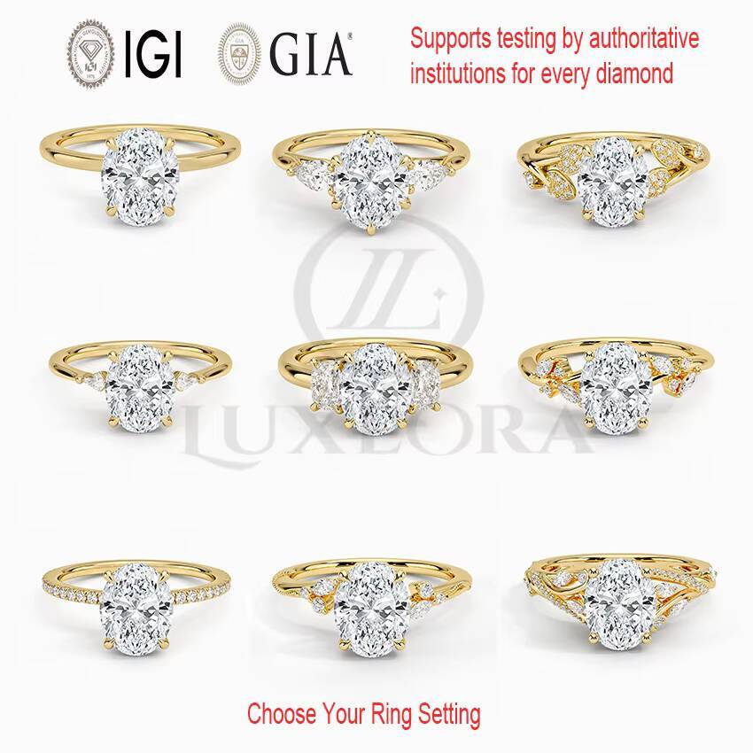 IGI GIA Certified HPHT CVD VVS1 Lab Grown Oval Cut Diamond 1CT 18K Solid Gold Jewelry Engagement Ring Women
