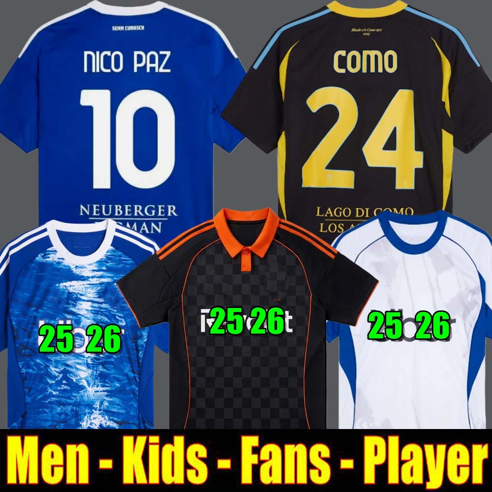 25 26 Como Soccer Jerseys 2025 2026 NICO PAZ PERRONE VERDI BASELLI 2024 Fourth Special Men Kids football Jersey shirts Kit Home Away Third
