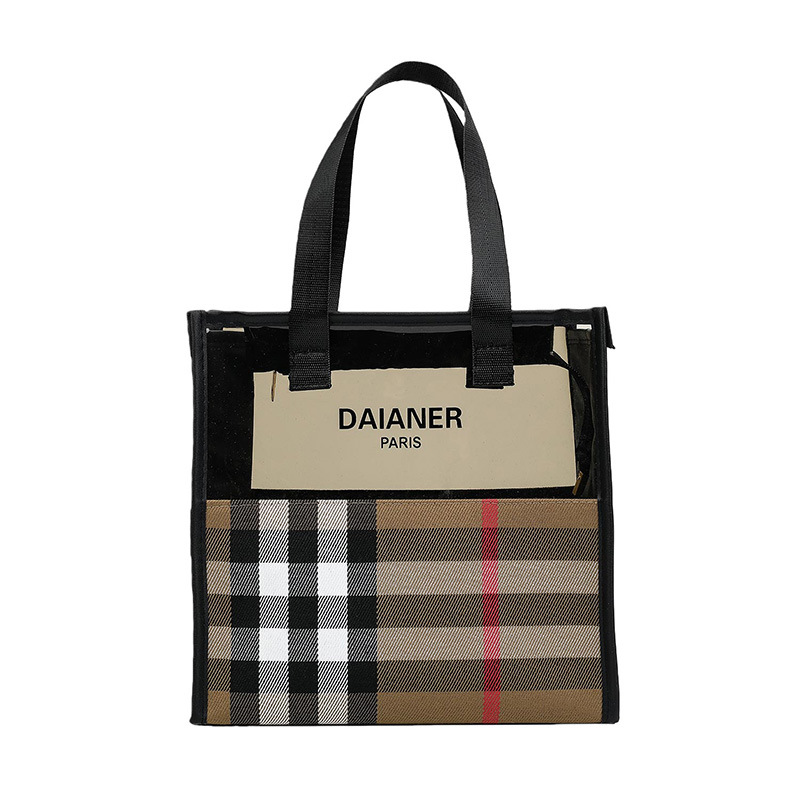 Free Shipping New Fashion Plaid Letter Design Cosmetic Bag Portable Large Capacity Transparent Toiletry Bag Storage Pouch