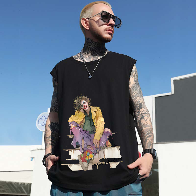 Summer Men's Cartoon Printed Tank Tops | Trendy INS Loose Plus Size Athletic Gym Sleeveless Tees