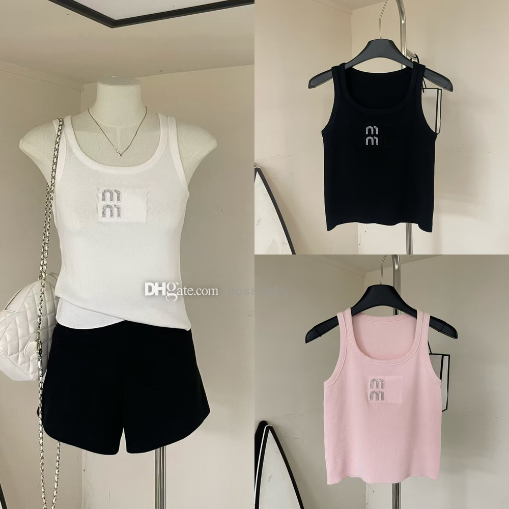 Design Knitted Vest For Women Summer Slim-Fit Round Neck Elastic Sleeveless Breathable Tank Top Womens Sport Tops