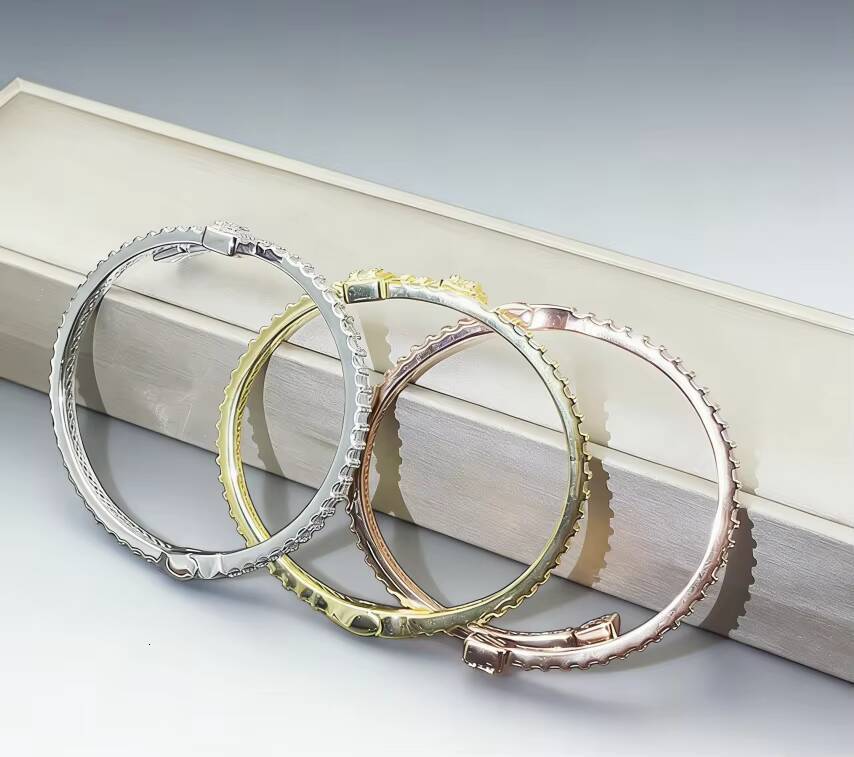 European American New Gold Plated Moissanite Bracelet 4mm 925 Silver Hip Hop Mens Womens Jewelry Accessories Stock