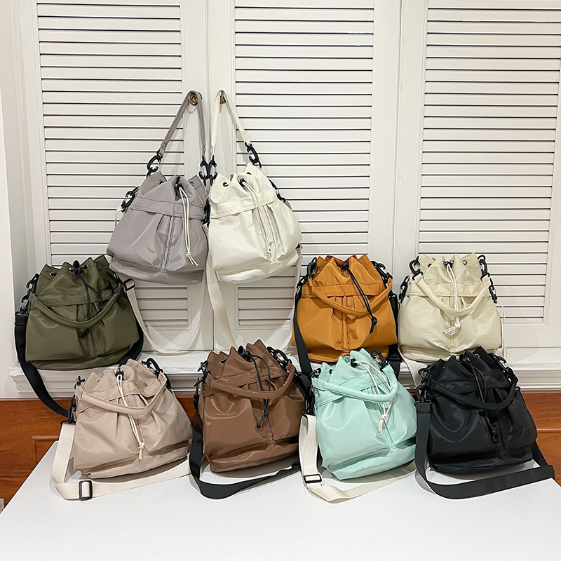 Drawstring Bucket High-End Shoulder Lightweight Nylon Handbag, Small Tote Bag, Trendy Versatile Crossbody Bag - view 5