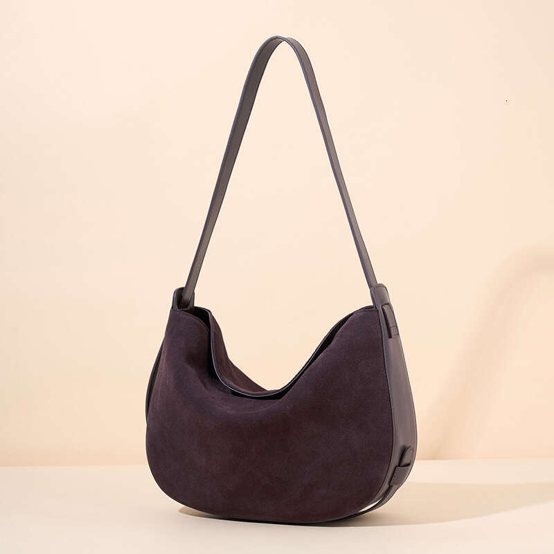 Hot Sale Women Genuine Leather Crossbody Bag Vintage Top Grain Nubuck Cowhide Underarm Bag Fashion Versatile Dumpling Shoulder Bag SENYY