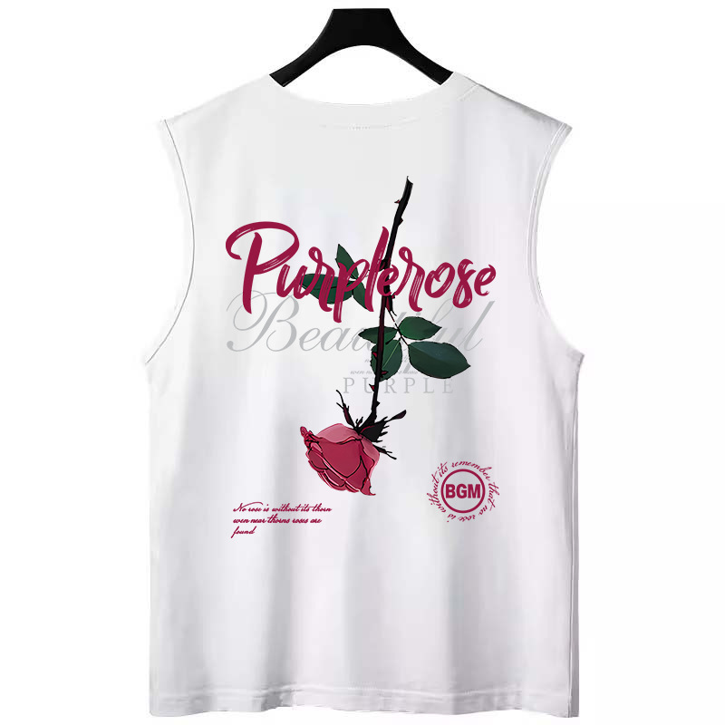 Men's American Rose Print Tank Tops | Trendy Casual Oversized Plus Size Sleeveless Tees