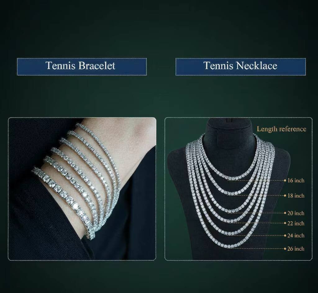 Wholesale Aniva Lab Grown Diamond Tennis Chain Necklace 925 Sterling Silver IGI Certified Brilliant Cut Unisex Trendy E Color
