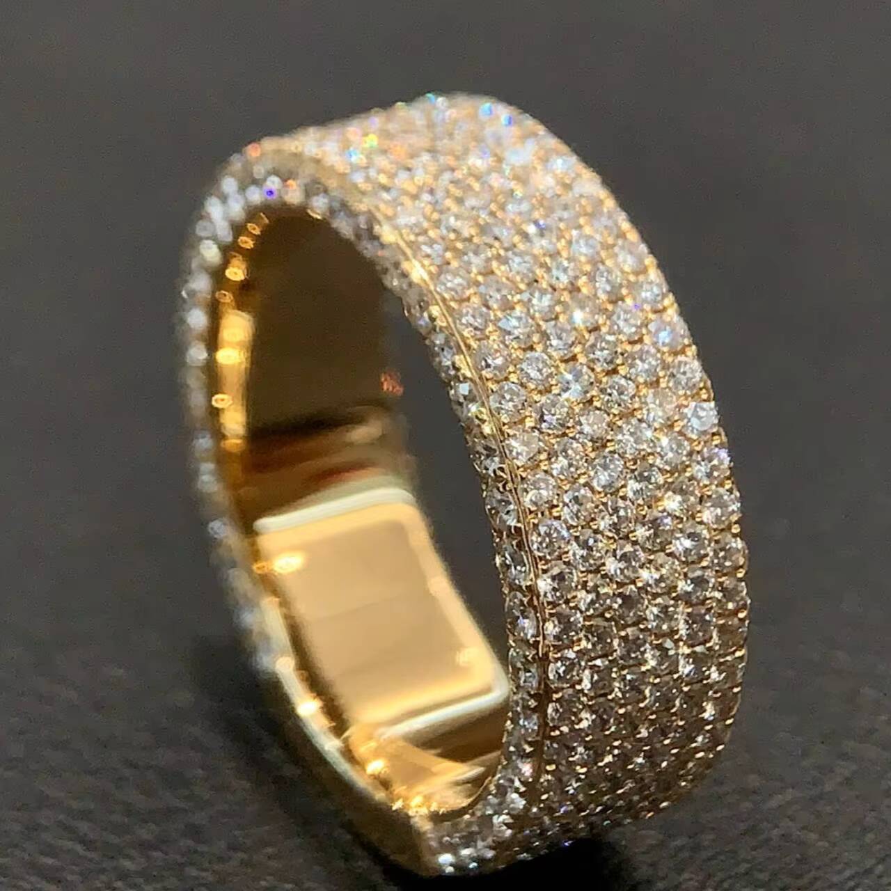 Best-Selling 9K-24K Gold Mens Rings CVD Lab Grown Diamonds Wedding Bands Fashion Jewelry with IGI/GAI Cert