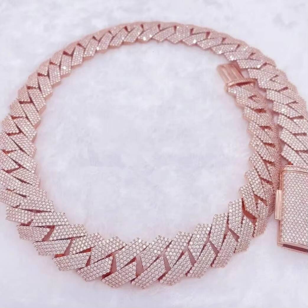 20mm IGI Certified S925 Silver Rose Gold Plated Premium Quality Hip Hop Iced Out Custom VVS Diamond Fine Chains Necklaces Men