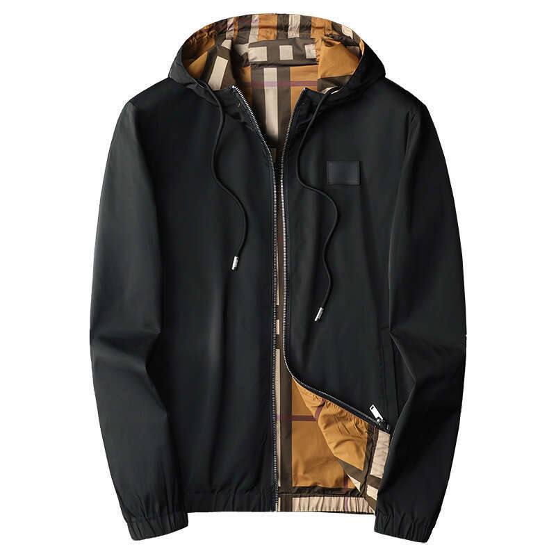 2026 Spring And Autumn New Double-Sided Hooded Jacket For Men, Slim Fit, Lightweight, Plus Size, Casual Coat