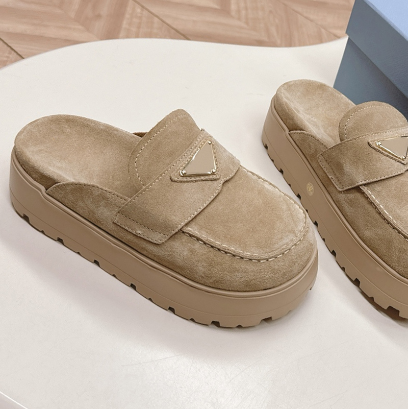 Designer Sandals Suede Flatform Clogs Slide Leather Platform Slipper High-quality Chunky Mule Summer Beach Casual Women Size 35-41