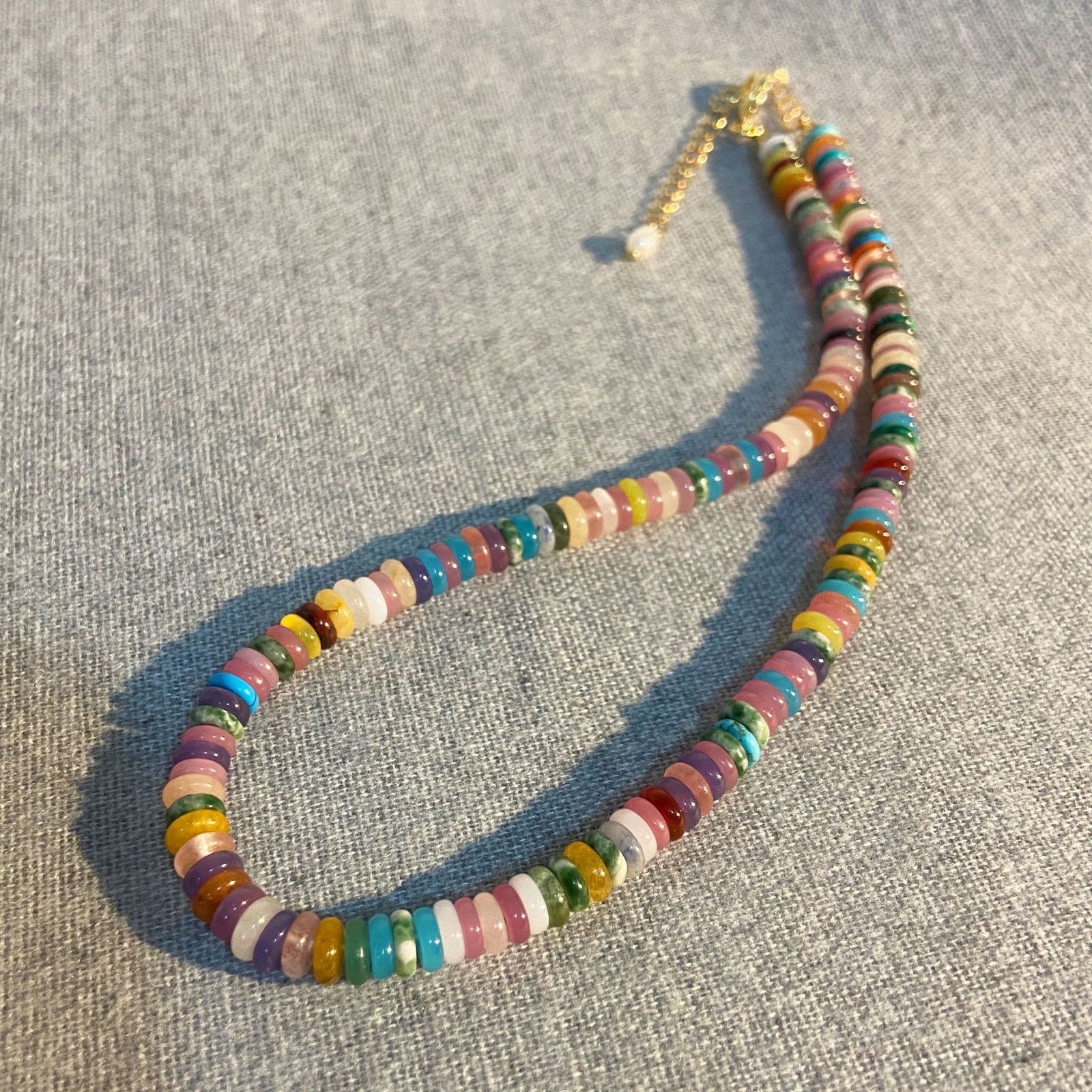 Rare 5 * 8MM tourmaline natural stone jewelry set colorful bead necklace earrings bracelet chain necklace trend simple n party 241031