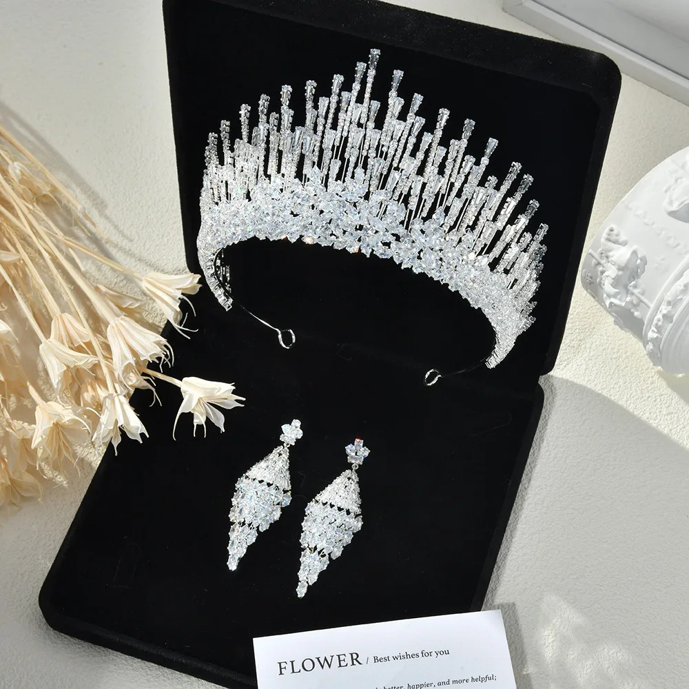 Bridal Tiara Crown For Wedding Headdress Zircon Crystal Queen Princess Pageant Women Diadem Party Headpiece 260409