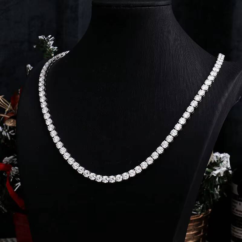 Hiphop Miami Man/women Round Brilliant Cut 03ct to 04ct Lab Grown Diamond Tennis Necklace18inches 20inches 24inches