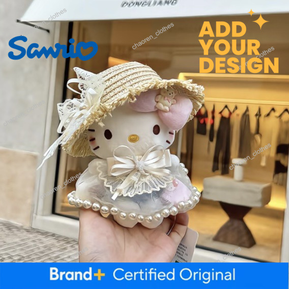 Official Straw Hat Tulle Skirt Hello Kitty Bag Charm, Cute Cartoon Plush Doll, Lovely Gift