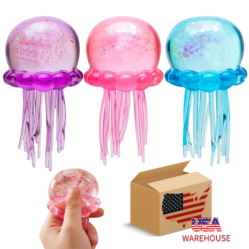 Wholesale bulk ready to ship hot selling samll and large size soft squeeze decompression Jelly fish squishy Squeeze Stress Ball