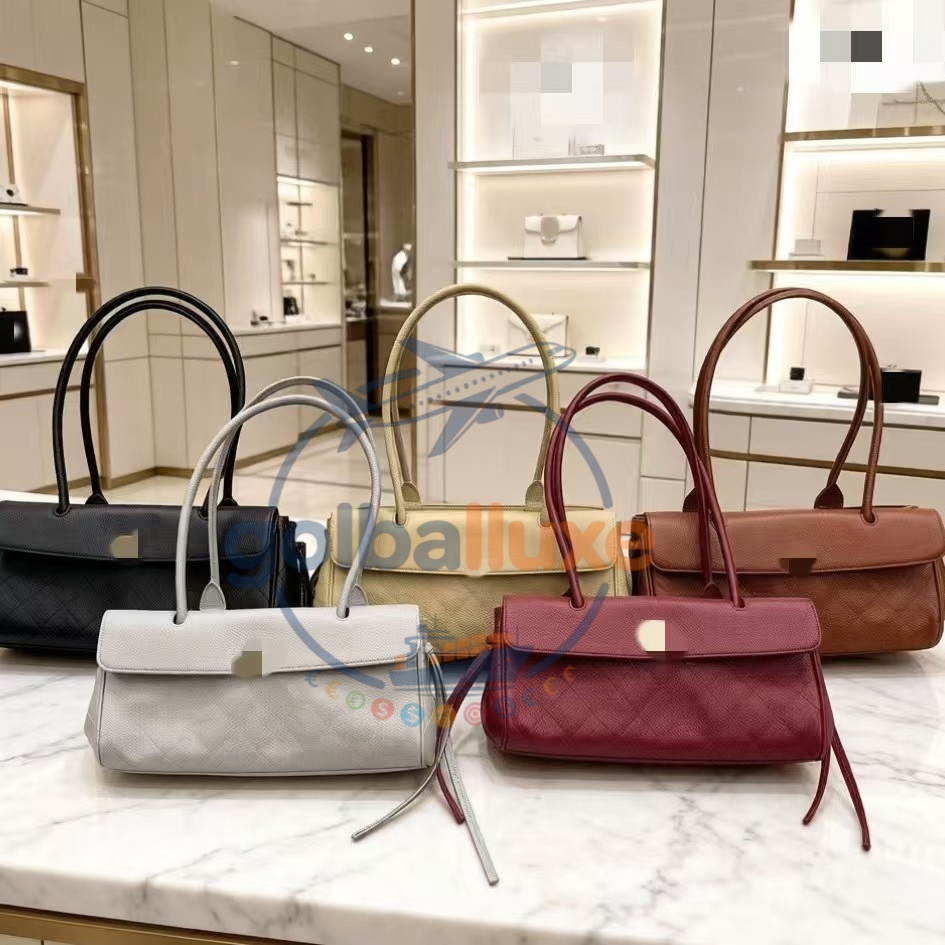 2026 Designer New Crossbody Bag - Genuine Leather Baguette Bag - Versatile Handbag - Diamond Pattern Shoulder Bag - Caviar Pattern Billiard Bag for Armpits