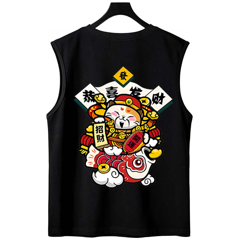2026 Summer Men's Trendy American Streetwear Tank Tops | Loose Casual Letter Print Sleeveless Tees