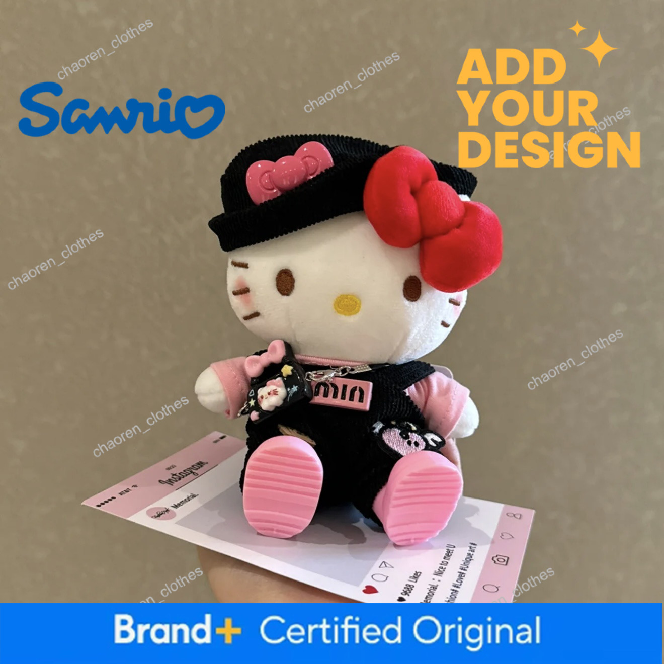 Official Straw Hat Tulle Skirt Hello Kitty Bag Charm, Cute Cartoon Plush Doll, Lovely Gift