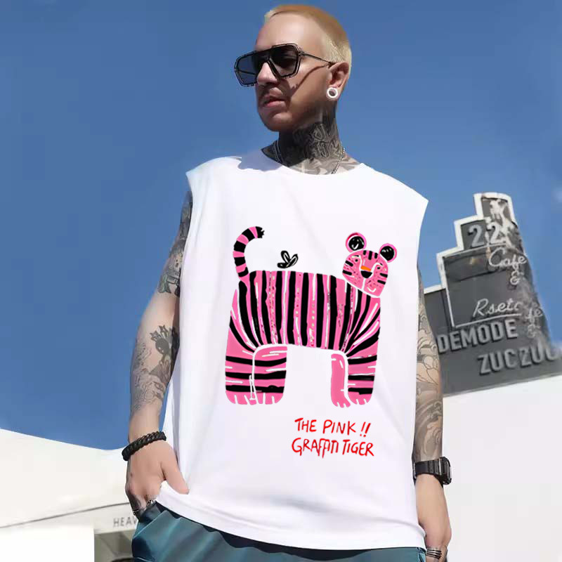 Summer Men's Japanese Style Basketball Print Tank Tops | American Trendy Hip-Hop Plus Size Sleeveless Tees Base Layers
