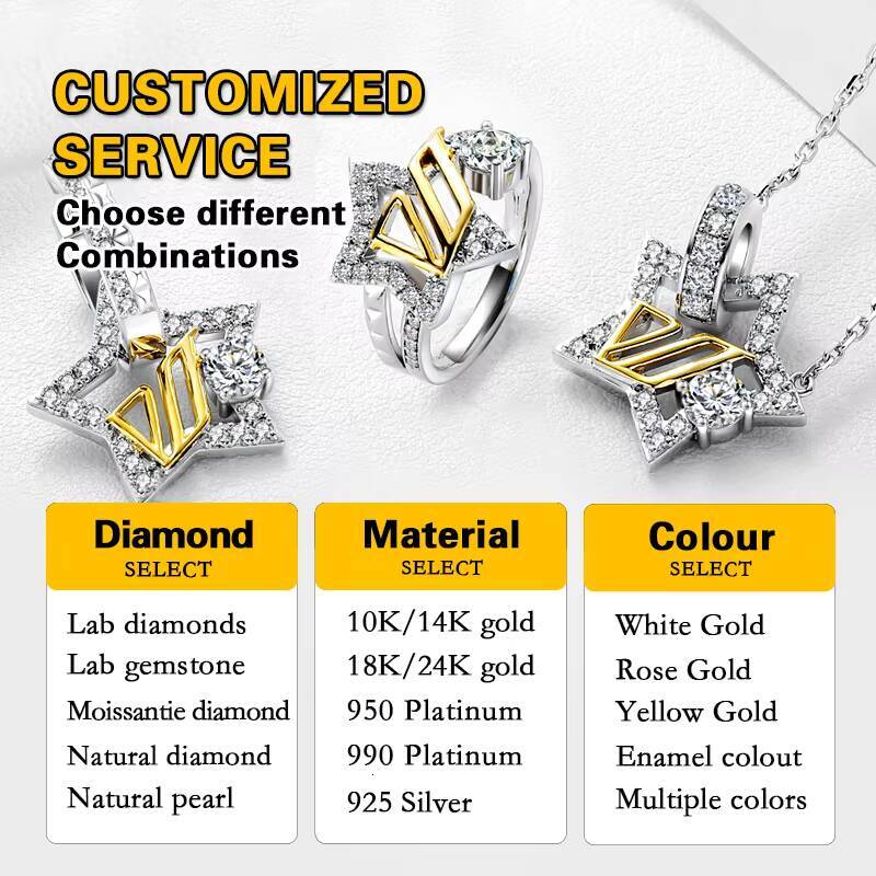 3carat VVS Lab Diamond Fine Jewelry Rings 925 Sterling Silver Plated Yellow Gold Customized Engagement Wedding Rings for Women