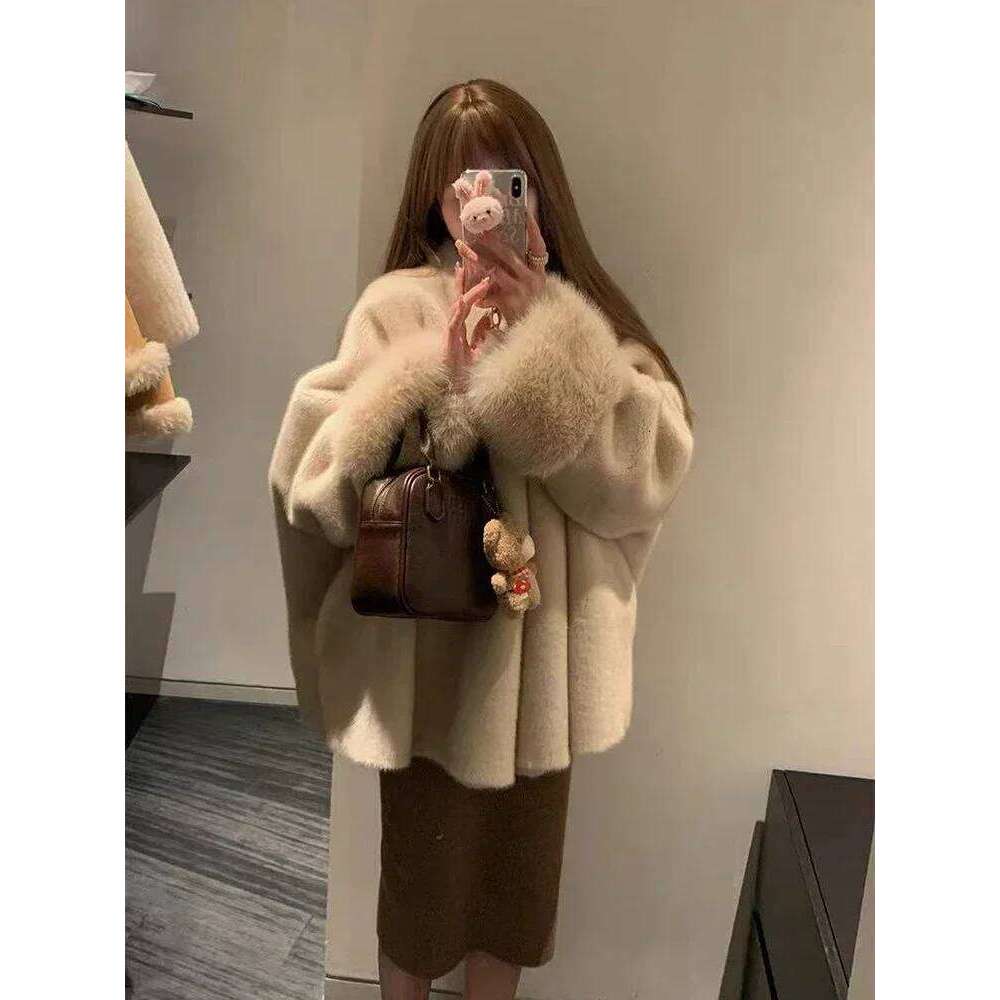 Faux Mink Coat for Women Winter Thick Loose Hairy Casual Jacket Y K Fashion Streetwear Long Sleeve Warm Fur Outerwear MAKOUFEI