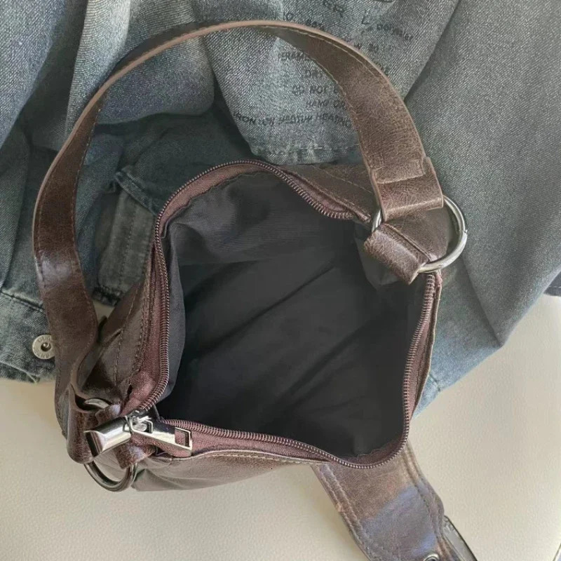 Spicy Girl Y2K Style Vintage Leather Shoulder Armpit Bag 2025 Spring Selling Maillard Retro Small y260410