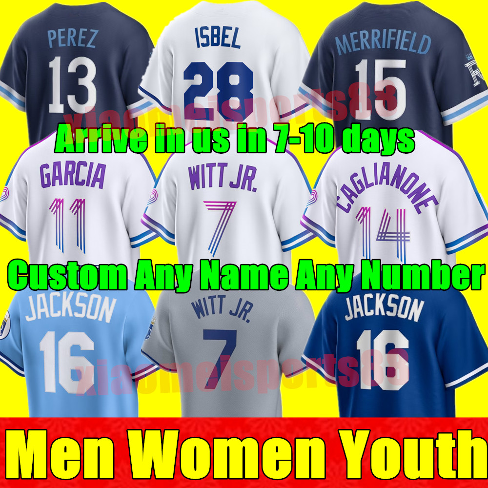 2026 City Custom S-4XL Bobby Witt Jr Baseball Jersey Jac Caglianone Salvador Perez Bo Jackson Cole Ragans Michael Massey Kyle Isbel Vinnie Pasquantino Men women youth