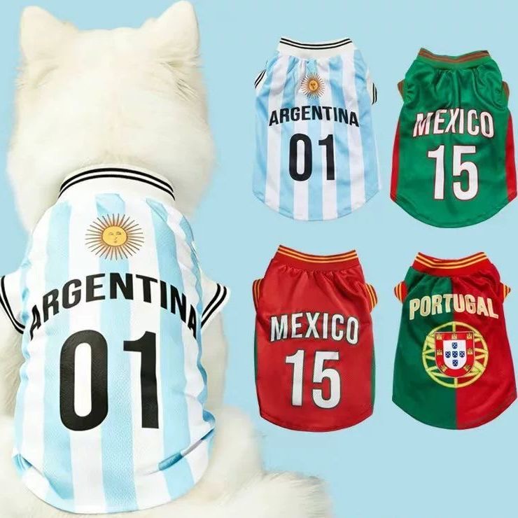 World Cup National Team Small Dog Jersey Breathable Mesh Pet Sports Shirt 6 Sizes XS to 2XL Argentina Mexico Portugal Luxury Pet Apparel for Teacup Yo