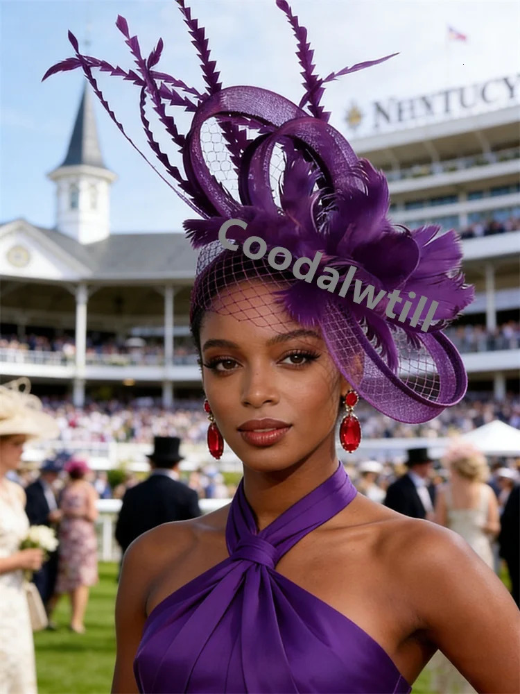 Feather Hair Veils Pillbox Fascinator Hat Women Elegant Royal Ascot Mesh Headwear Ladies Event Wedding Mesh Bride Fascinators260413
