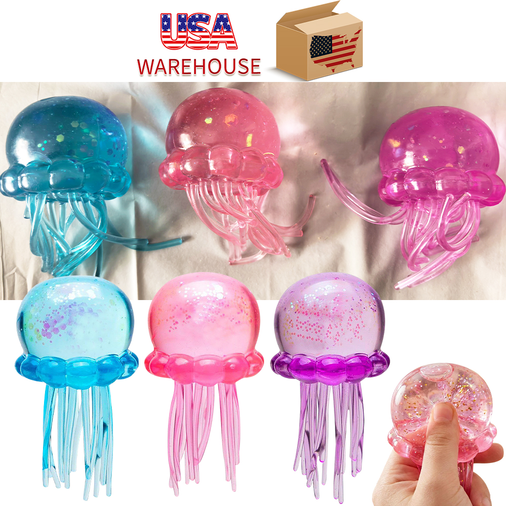 Wholesale bulk ready to ship hot selling samll and large size soft squeeze decompression Jelly fish squishy Squeeze Stress Ball