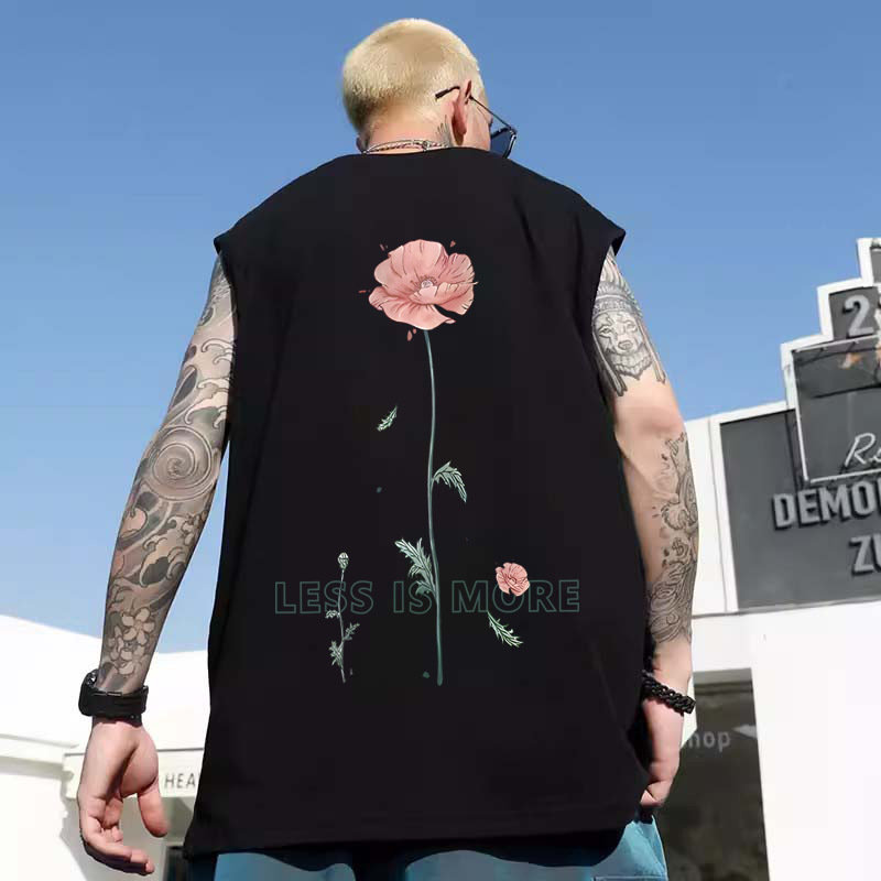 Summer Men's American Cartoon Cat & Letter Print Tank Tops | Trendy Casual Loose Cotton Sleeveless Tops