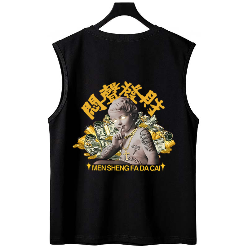 Summer Men's American Trendy Letter Tank Tops | Plus Size Couple Style Loose Casual Sleeveless Tees