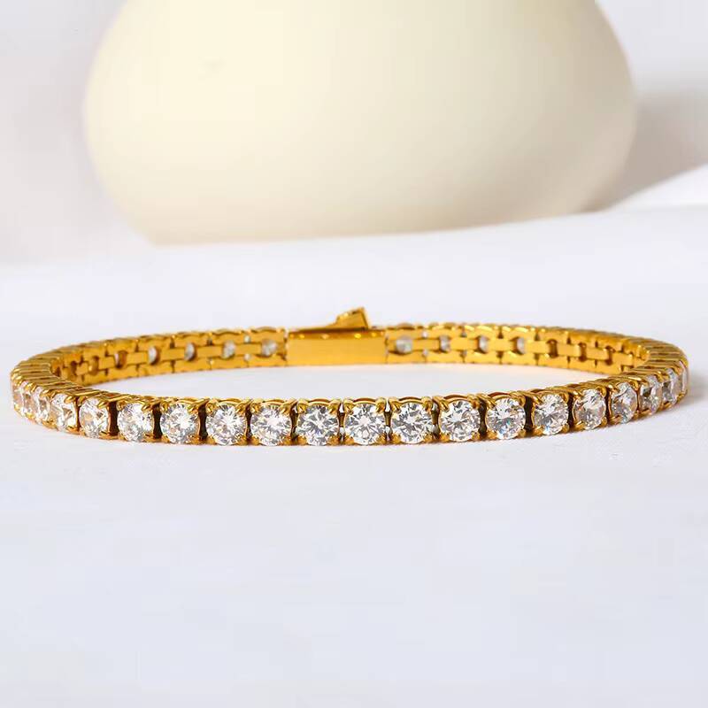 Lab-Diamond-Tennis-Bracelet Black Natural Clover Cuban Women Vvs Men Grown Moissanite Lab Tennis Real Diamond Gold Bracelet