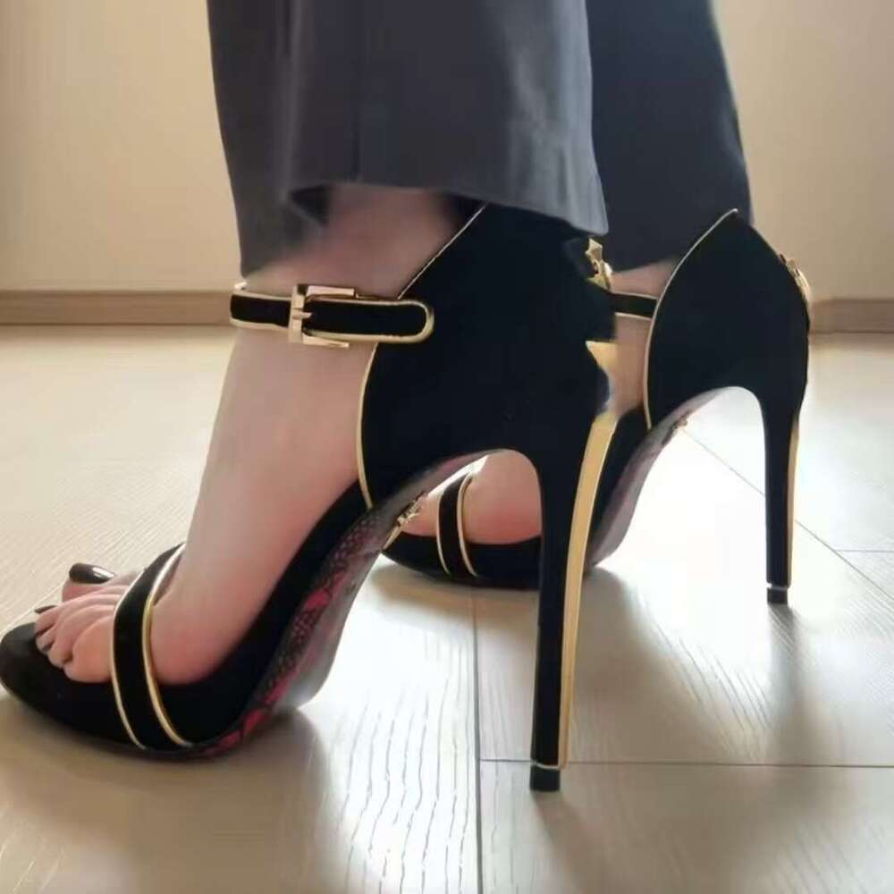 2026 European And American Style Printed Red Sole PU For Women Summer Sexy Elegant Waterproof Platform Super High Heel Sandals