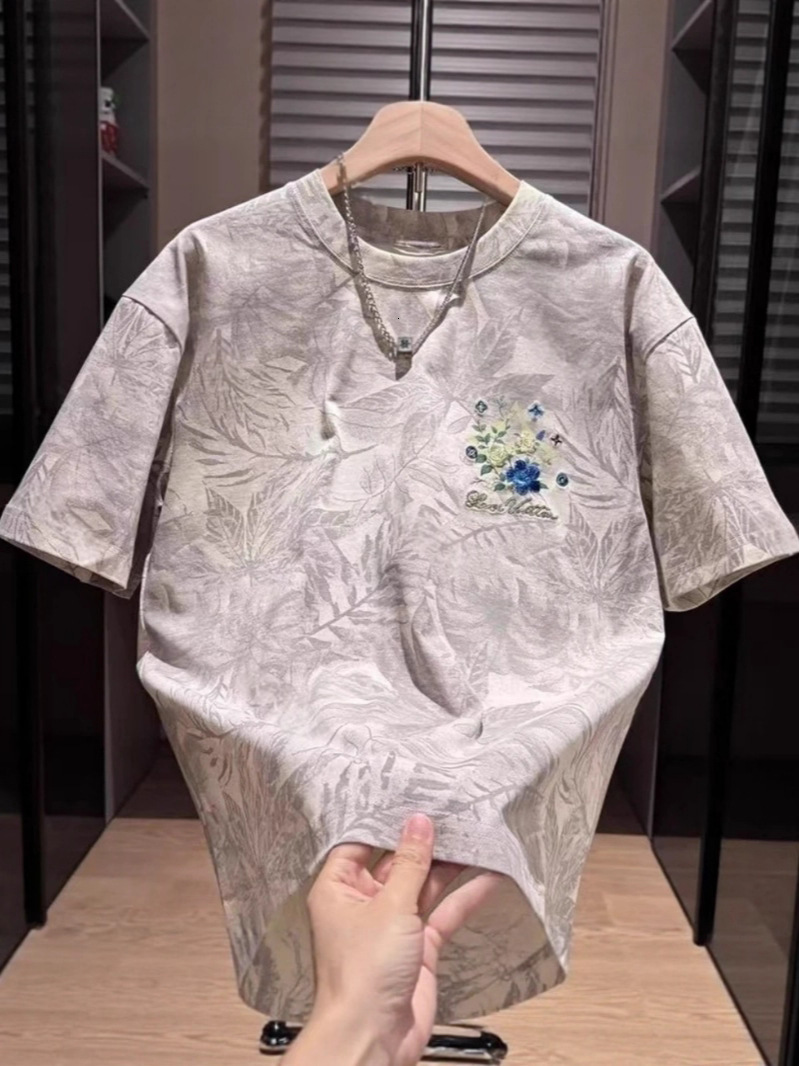 Luxury Brand Designer Clothes 2026 New Short shirt Personality Street Style High Street Hip Hop Letter Embroidery Loose Fit Men's Casual Short Sl