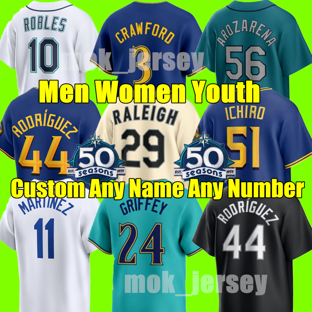 2026 Coutom S-4XL Julio Rodriguez City Connect Baseball Jerseys Ken Griffey Jr. Mariners Kelenic Luis Castillo Ichiro Suzuki Paul Sewald J.P. Crawford Men Women Youth
