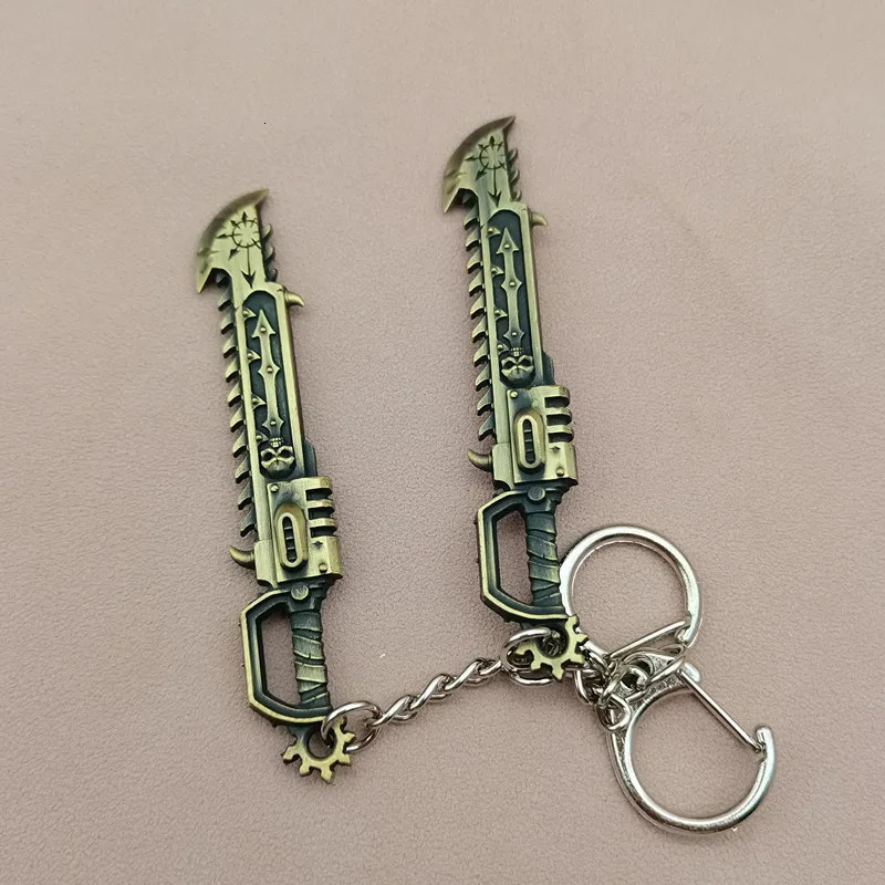 keychain Forged War Hammer 40K Peripheral Precision Chain Saw Sword Chaos Chain Saw Sword Alloy Keychain 260403BJ
