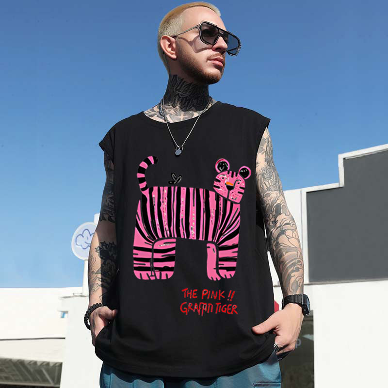 Summer Men's Japanese Style Basketball Print Tank Tops | American Trendy Hip-Hop Plus Size Sleeveless Tees Base Layers