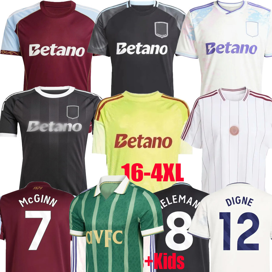 25 26 Astons villla soccer jerseys BAILEY MALEN home away third 2025 2026 McGINN ONANA WATKINS KONSA Rogers SANCHO MARTINEZ kids kit football shirt
