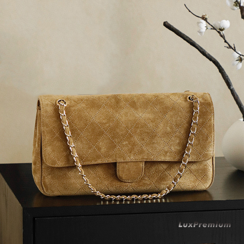 Premium 26S designer flap bag spring summer women Matthieu Blazy suede shoulder bag lady Crossbody Bag Vintage bag sac luxury quilted purses shopping bag chain bag