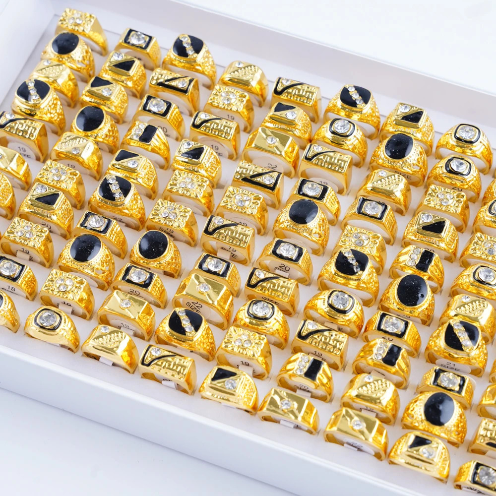 20Pcs/Lot Retro Punk Gothic Enamel Oil Drop Square Rings for Men Women Vintage Jewelry Accessories Party Gifts Mix Style260413