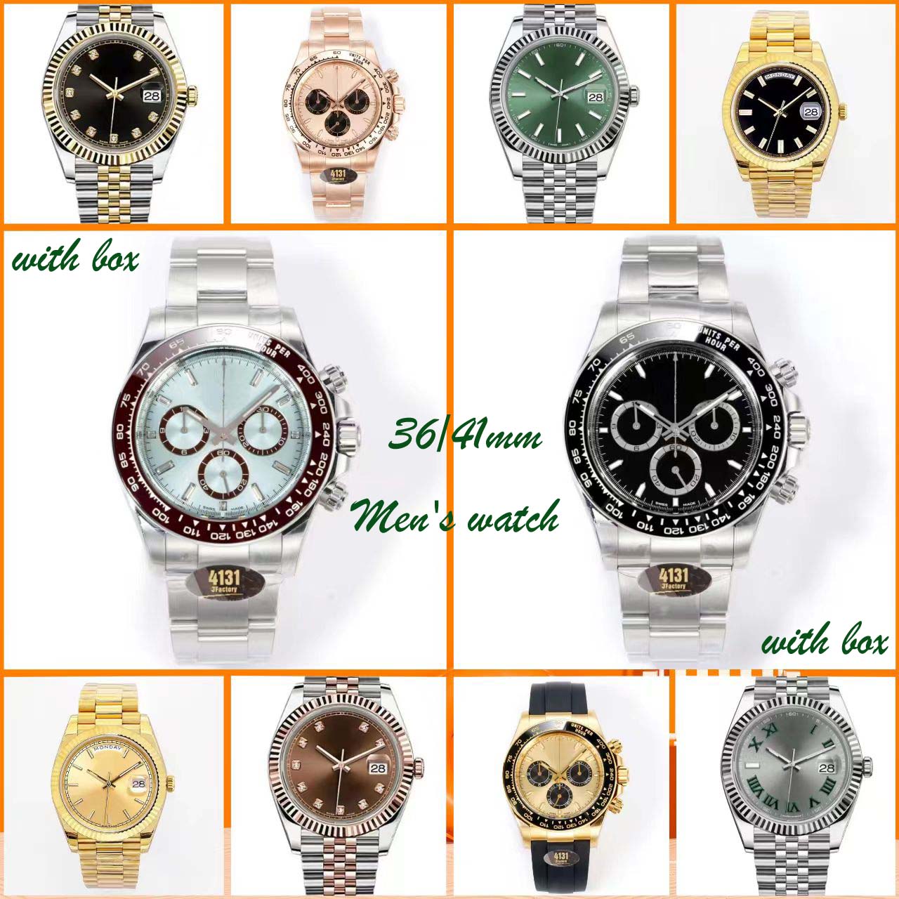Men's watch,Stainless steel bracelet, sapphire crystal glass, automatic mechanical movement,with box.