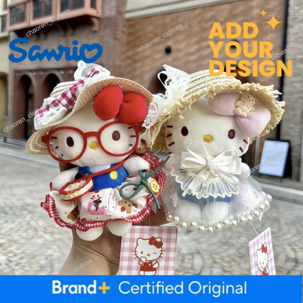 Official Straw Hat Tulle Skirt Hello Kitty Bag Charm, Cute Cartoon Plush Doll, Lovely Gift