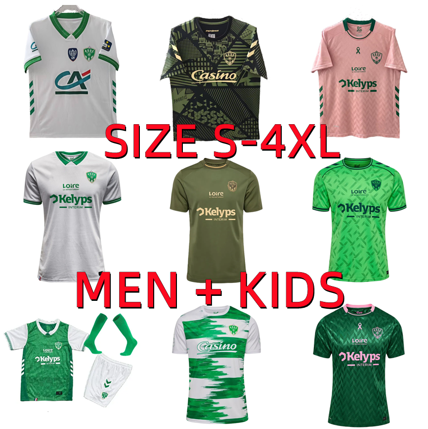 2025 2026 AS Saints-Etienne soccer Jerseys Maillot 25 26 home away KHAZRI AOUCHICHE BERIC NORDIN HAMOUMA BOUDEBOUZ Youssouf Football Shirts Men kids kits
