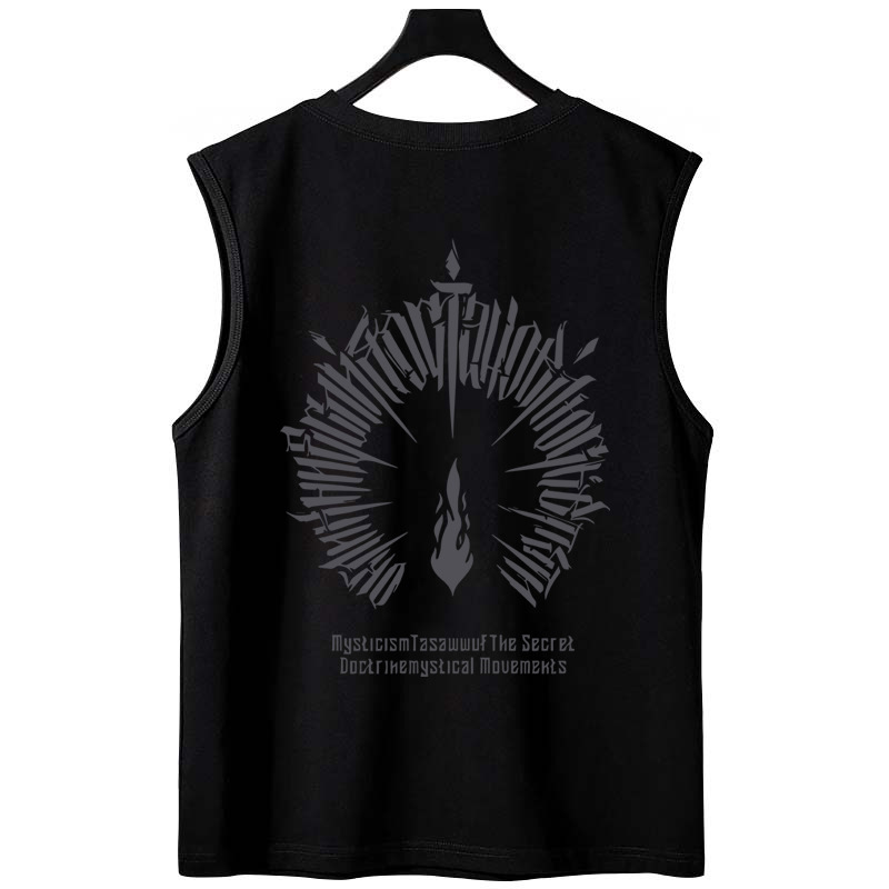 2026 Men's Athletic Tank Tops | Summer Outerwear Newspaper Print Plus Size Gym Running Sleeveless Vests